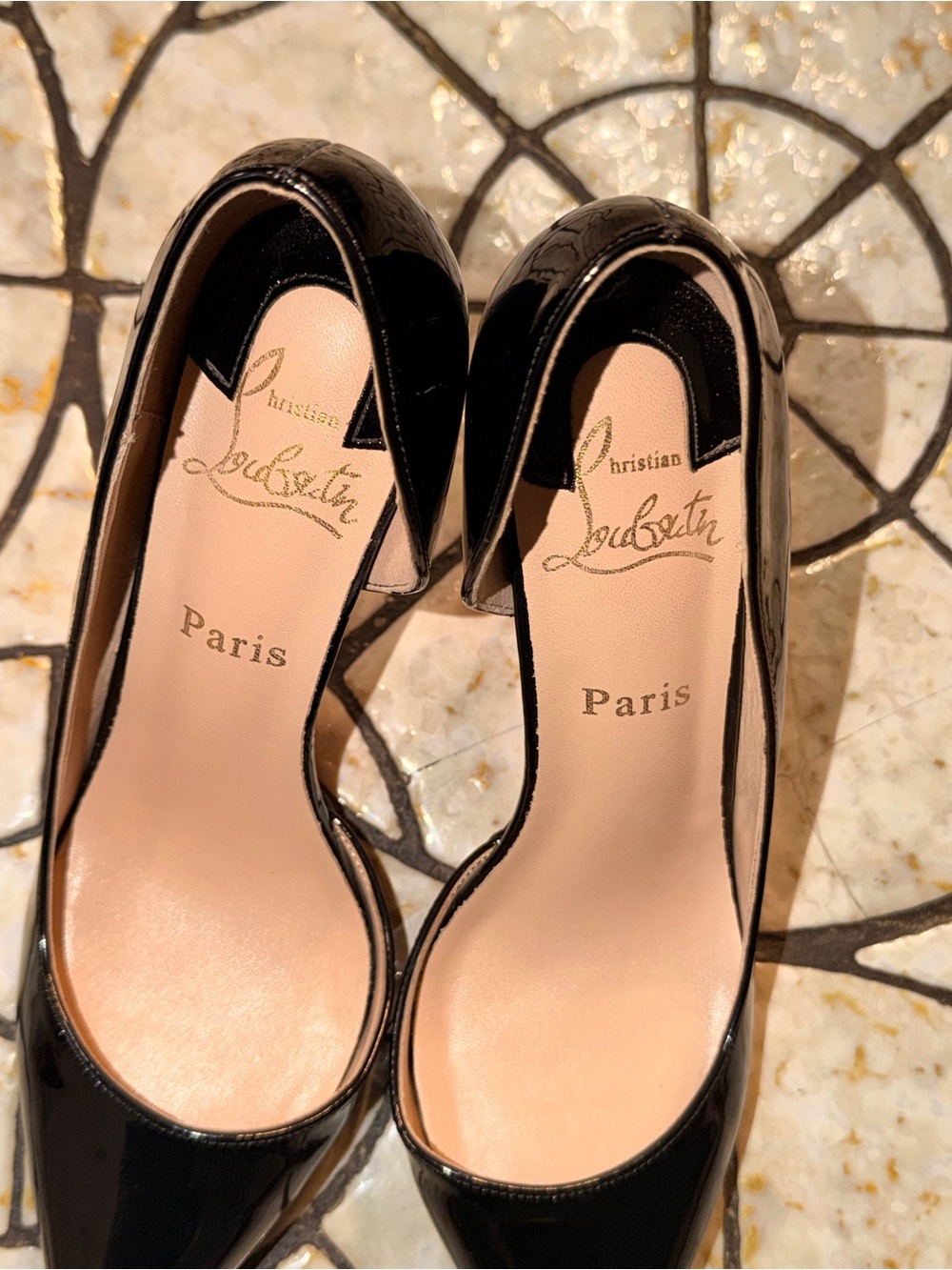 Christian Louboutin Black Patent Leather D'Orsay Pumps